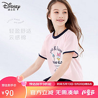 迪士尼女童运动套装儿童夏季薄款T恤小女孩中大童装 F36922粉藏 120cm 120/适合115-125cm