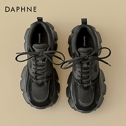 DAPHNE 达芙妮 网面透气灰色老爹鞋女夏季2024新款休闲鞋子厚底增高运动鞋