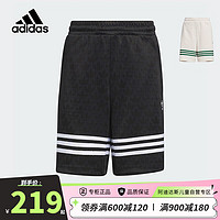 阿迪达斯（adidas）童装24夏季儿童短裤三叶草潮酷印花男大童五分裤子JI9855黑色 140cm