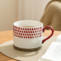 Jeko&Jeko马克杯日系简约陶瓷杯牛奶咖啡杯早餐燕麦杯居家办公喝水杯子 【雨滴红】420ml