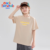 马克华菲2024男女童纯棉短袖儿童宽松半袖洋气宝宝上衣t恤JZ5 卡其【攀爬猴字母】 120cm