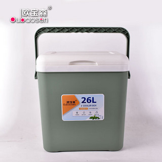 欧宝森 绿色26L 保温箱户外冰桶越野车载家用商用冷藏箱便携露营保鲜钓鱼