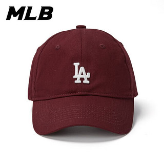 MLB帽子女 复古小标棒球帽 休闲遮阳鸭舌帽32CP77011 酒红白字小LA/32CP7701150Q F-帽围可调节（51-65）