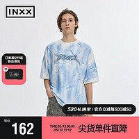 英克斯（inxx）APYD 美式高街风刷色短袖T恤装潮牌复古渐变色上衣 蓝色 XL