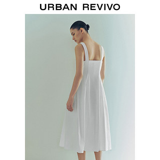 URBAN REVIVO 女士法式圆领中长款无袖连衣裙 UWG740087 本白 XL