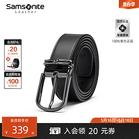 Samsonite 新秀丽 皮带男士牛皮革针扣腰带 商务通勤男式男款裤带腰封礼盒NQ1