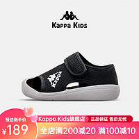 Kappa 卡帕 Kids卡帕童鞋网面儿童凉鞋男童2024夏季镂空运动鞋透气防滑沙滩鞋 黑色 32码