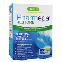 Igennus Healthcare Nutrition Pharmepa RESTORE 纯EPA Omega-3鱼油，每份1000mg EPA，60粒软胶囊