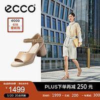 爱步（ECCO）女士凉鞋 2024年夏季粗跟厚底凉鞋通勤女鞋 雕塑222883 裸色22288304084 39