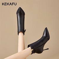 KEKAFU 珂卡芙 气质马丁靴2024年春季新款短筒女靴尖头细高跟女士洋气短靴