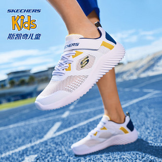 斯凯奇（Skechers）儿童运动鞋夏季网面男女童轻便休闲鞋小白鞋跑步鞋 白色/黑色/橙色/WBLY 39码