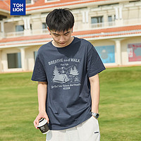 唐狮2024夏季男前胸图案圆领短袖T恤WP 墨蓝 M