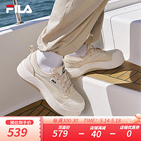 FILA 斐乐男鞋JELLYFISH摩登帆布鞋2024夏季水母鞋休闲鞋 米黄色-AA 40.5