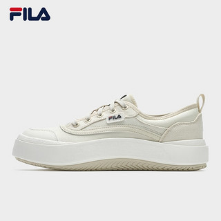 FILA 斐乐男鞋JELLYFISH摩登帆布鞋2024夏季水母鞋休闲鞋 米黄色-AA 40