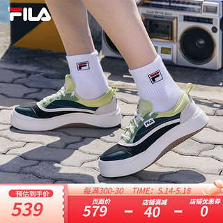 FILA 斐乐男鞋JELLYFISH摩登帆布鞋2024夏季水母鞋休闲鞋 黑/雨林绿-BR 39