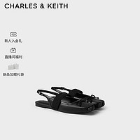 CHARLES&KEITH24夏蝴蝶结平底方头芭蕾鞋凉鞋女CK1-70920149 Black黑色 35