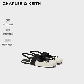 CHARLES&KEITH24夏蝴蝶结平底方头芭蕾鞋凉鞋女CK1-70920149 Beige米色 41