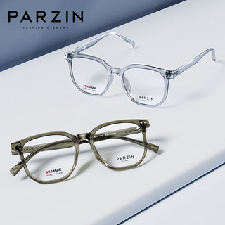 帕森（PARZIN）近视眼镜架 男女通用简约轻盈TR框 时髦易搭修颜镜 可配近视31021 橄榄绿