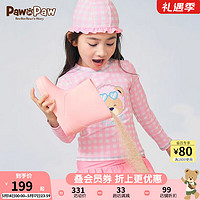 PawinPaw卡通小熊童装24夏季儿童女孩防晒长袖速干分体泳衣 粉红色/25 150