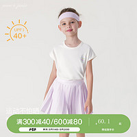 马克珍妮女童宽松圆领无袖T恤儿童上衣夏装240781 米白色 120cm