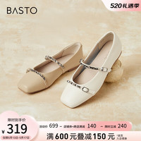 百思图2024春季新款时髦休闲玛丽珍鞋平跟方头女单鞋E2422AQ4