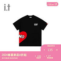 :CHOCOOLATE it男装圆领短袖T恤2024夏季潮流趣味半袖002950 BKX/黑色 XL
