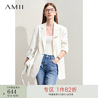 AMII2024夏新款通勤翻驳领配扣针微宽肩垫肩西装女中长宽松12441328