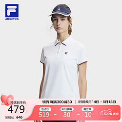 FILA 斐乐 女子针织短袖POLO衫2024夏季网球运动透气T恤上衣