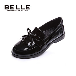 BeLLE 百丽 童鞋女2020秋季儿童皮鞋黑色女童学生鞋返校鞋英伦校园正装鞋演出单鞋 DE0336 黑色 28码