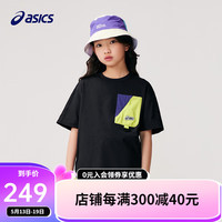 asics亚瑟士童装2024儿童短袖T恤夏季吸湿速干运动舒适防晒短袖 001黑色 170cm