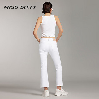 MISS SIXTY2024夏季牛仔裤女白色复古拉链门襟设计高街微喇裤 白色 29