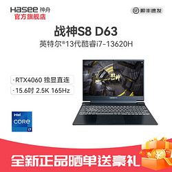 Hasee 神舟 战神S8D63 i7-13620H/RTX4060 8G独显直连电竞游戏笔记本电脑