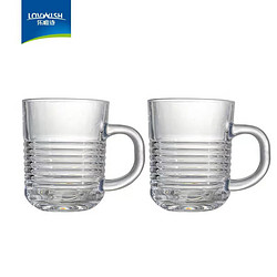 LOVWISH 乐唯诗 NERVISHI）玻璃杯带把水杯茶杯加厚玻璃饮料杯 横纹马克杯*2只 无规格