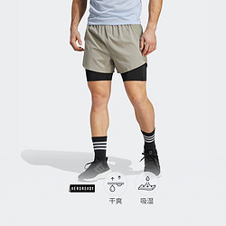 adidas 阿迪达斯 官方outlets阿迪达斯男装速干二合一跑步运动短裤IB8933