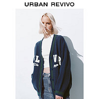 URBAN REVIVO UR2024春季新款女装美式复古学院风撞色字母针织开衫UWL940007