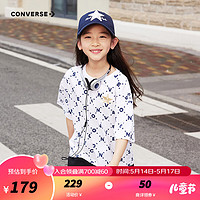 Converse匡威儿童装透气上衣2024新款中大童女童印花休闲T恤CNVG-TE-G091 纯白色 1