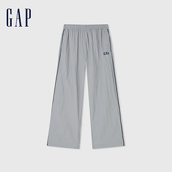 Gap 盖璞 男装2024夏季新款松紧logo线条阔腿长裤宽松运动休闲裤465570