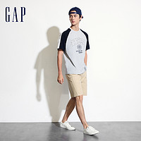 Gap 盖璞 男女装2024夏季新款纯棉logo撞色插肩短袖T恤宽松上衣465581