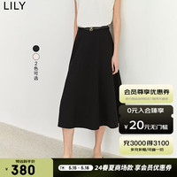 丽丽 LILY2024夏女装复古气质通勤款优雅显瘦垂坠感高腰半身裙伞裙 510黑 L