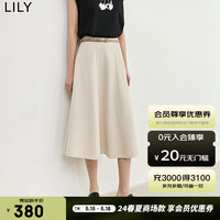 丽丽 LILY2024夏女装复古气质通勤款优雅显瘦垂坠感高腰半身裙伞裙 721杏色 XL