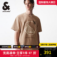 杰克·琼斯（JACK&JONES）夏NBA联名勇士队宽松版型时尚水洗运动短袖T恤男士224201299 沙漠棕C14 常规 沙漠棕C14 190/108A/XXL