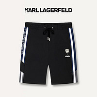 Karl Lagerfeld卡尔拉格斐轻奢老佛爷男装 2024夏款侧条纹KARL钉珠休闲短裤 黑色 56