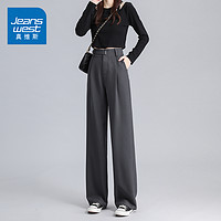 JEANSWEST 真维斯 KZ真维斯冰丝通勤西裤垂感休闲裤子女直筒宽松2024新款夏季超薄款