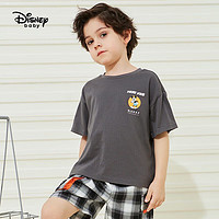Disney 迪士尼 童装儿童男童短袖T恤棉质舒适时尚耐磨上衣24夏DB321AE17灰120
