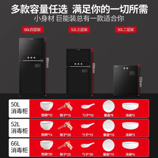 创维（Skyworth）消毒柜家用立式高温消毒柜商用厨房消毒碗柜大容量双门碗筷餐具茶杯高温消毒碗柜ZTp50-X23A 一星级50升臭氧中温单门双层