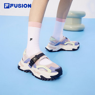 FILA FUSION斐乐潮牌女鞋硬糖凉鞋2024夏季休闲厚底鞋运动鞋 烟玫瑰粉/蓝冰-RB 38.5