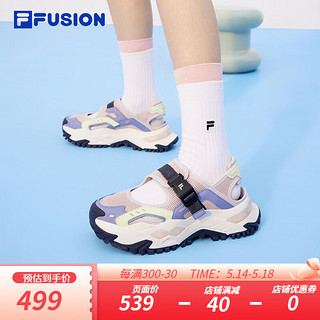 FILA FUSION斐乐潮牌女鞋硬糖凉鞋2024夏季休闲厚底鞋运动鞋 烟玫瑰粉/蓝冰-RB 38.5