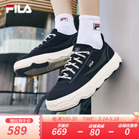 FILA 男鞋ROCK摩登帆布鞋2024夏季时尚休闲鞋运动鞋 黑-BK 42