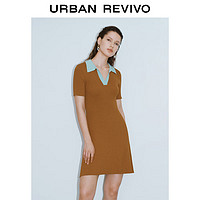 UR2024夏季女装复古气质撞色修身针织连衣裙UWG940192 深棕色 L