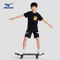 美津浓/Mizuno儿童针织短袖夏季运动速干透气薄款潮流t恤 黑色 150CM（75-85斤）